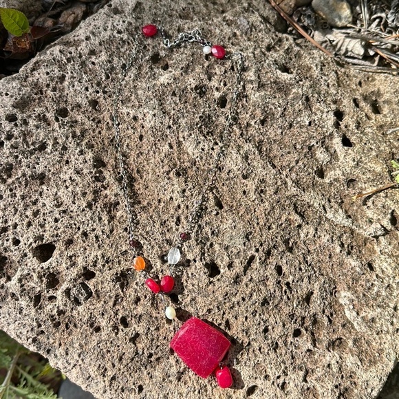 Silpada Sterling Silver Oxidized Ruby Jade & Gemstone Pendant Necklace N1061 - Picture 5 of 11